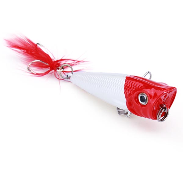 Popper Lure Floating Crankbaits Fishing Baits Feather Treble hooks