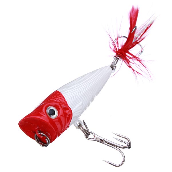 Popper Lure Floating Crankbaits Fishing Baits Feather Treble hooks