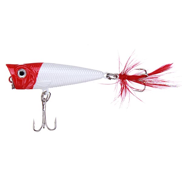 Popper Lure Floating Crankbaits Fishing Baits Feather Treble hooks