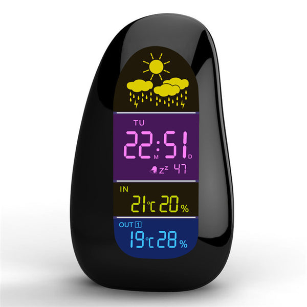 Wireless Weather Station Clock Pebble LED Alarm Clock Wireless Weather Report