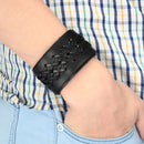 Punk Weaving Adjustable Bracelet Men Wristband Cross Bangle Chain